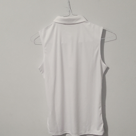 Women's White Sleeveless Polo Top - Picture 4 of 5